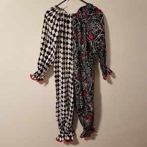 Kid's Size 7-8 Handmade Halloween Jester Costume Red White Black